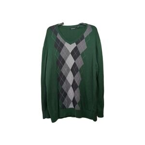 Pre-owned Claiborne Men's Diamond Argyle V-Neck Long‎ Sleeve Sweater Size XXL